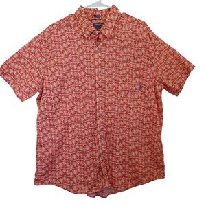 Eddie Bauer Mens Shirt Fox‎ Print Classic Fit Short Sleeve Baja Button Down XL